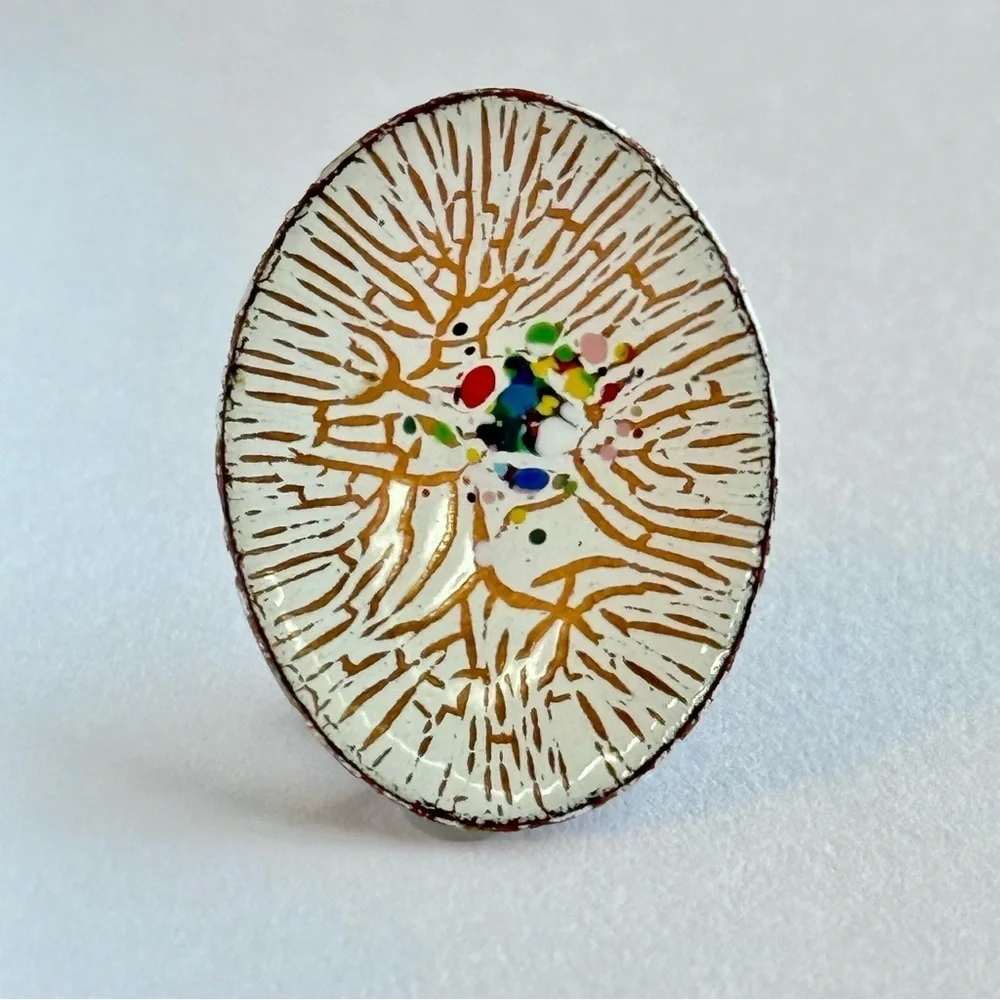 Rare Vintage Artisan Enamel Earrings – One-of-a-Kind Abstract Modernist Design